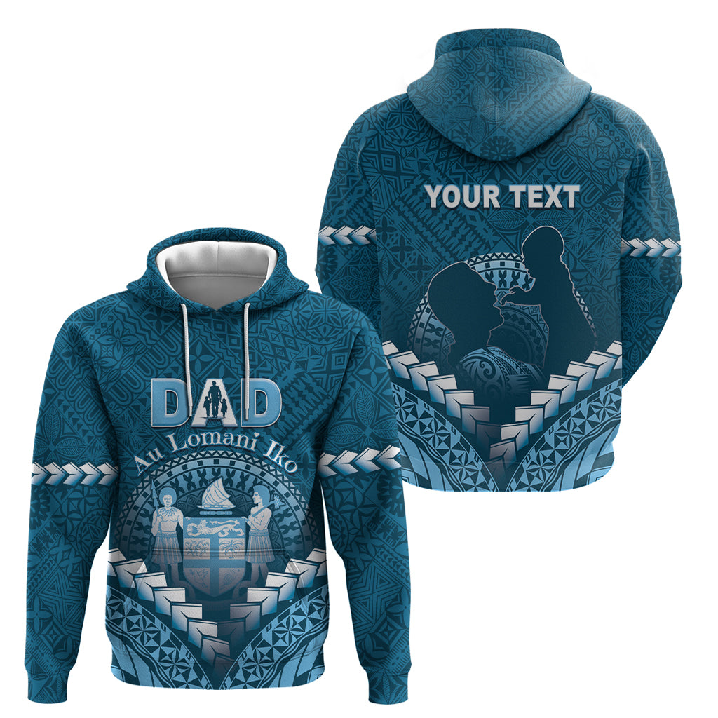 Personalised Fiji Happy Father's Day Hoodie Au Lomani Iko Dad Polynesian Tribal