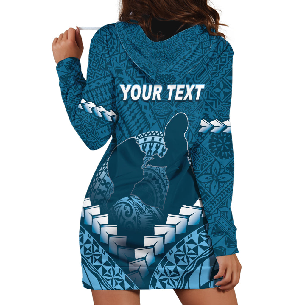 Personalised Fiji Happy Father's Day Hoodie Dress Au Lomani Iko Dad Polynesian Tribal