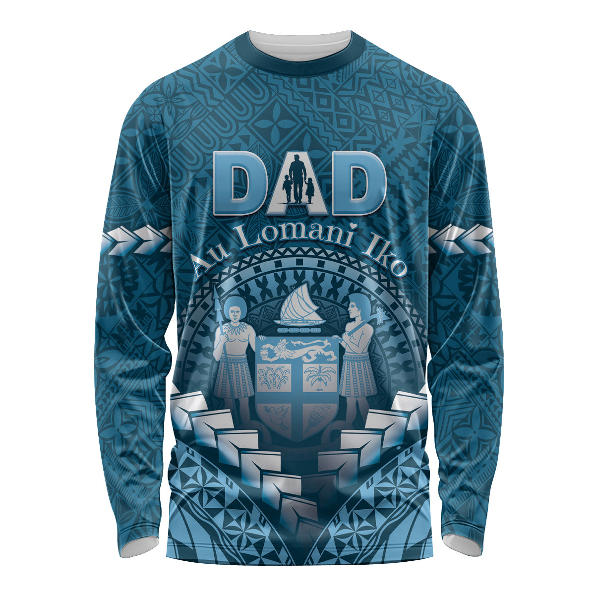 Personalised Fiji Happy Father's Day Long Sleeve Shirt Au Lomani Iko Dad Polynesian Tribal