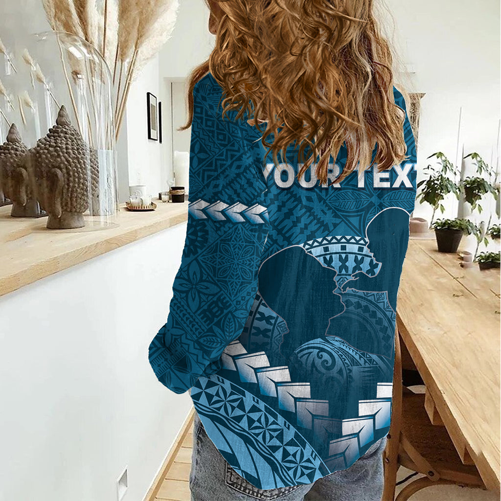 Personalised Fiji Happy Father's Day Women Casual Shirt Au Lomani Iko Dad Polynesian Tribal