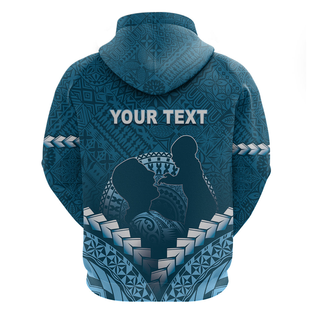 Personalised Fiji Happy Father's Day Zip Hoodie Au Lomani Iko Dad Polynesian Tribal