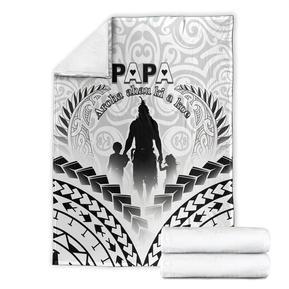 New Zealand Happy Father's Day Blanket Aroha Ahau Ki A Koe Papa Polynesian Tribal