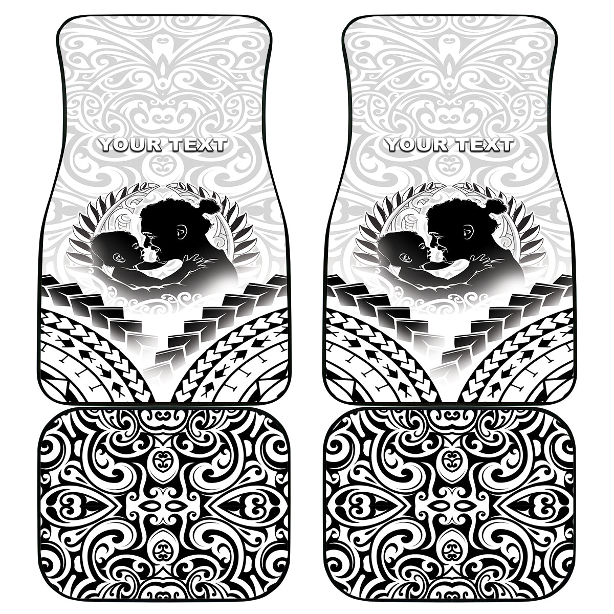 New Zealand Happy Father's Day Car Mats Aroha Ahau Ki A Koe Papa Polynesian Tribal