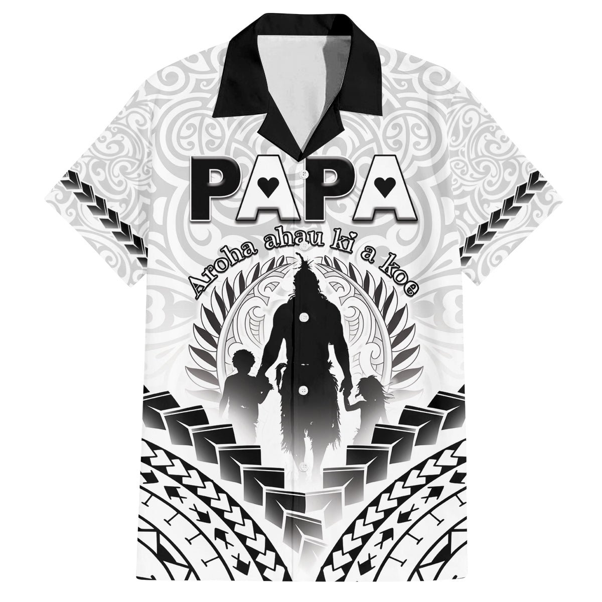 Personalised New Zealand Happy Father's Day Family Matching Off Shoulder Maxi Dress and Hawaiian Shirt Aroha Ahau Ki A Koe Papa Polynesian Tribal