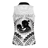 Personalised New Zealand Happy Father's Day Women Sleeveless Polo Shirt Aroha Ahau Ki A Koe Papa Polynesian Tribal