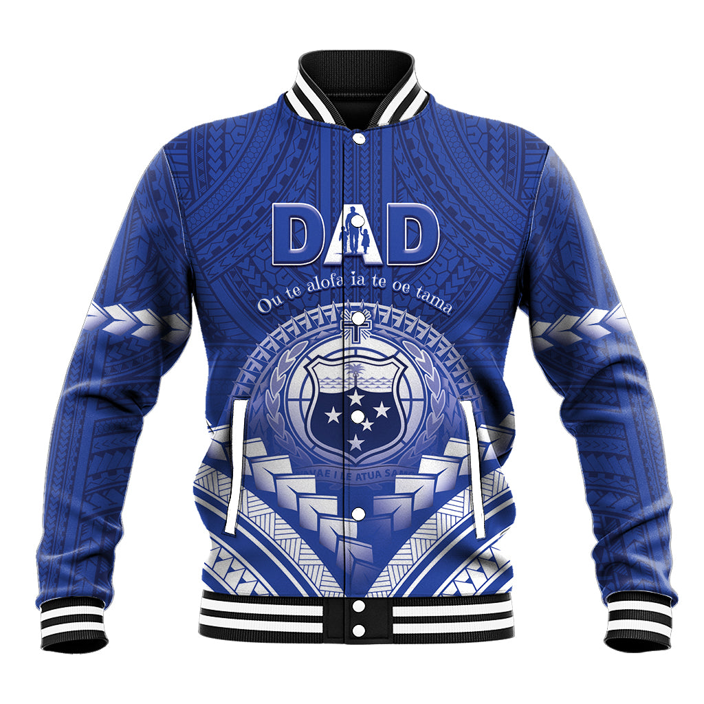 Personalised Samoa Happy Father's Day Baseball Jacket Ou Te Alofa Ia Te Oe Tama Dad Polynesian Tribal LT05 Unisex Blue - Polynesian Pride