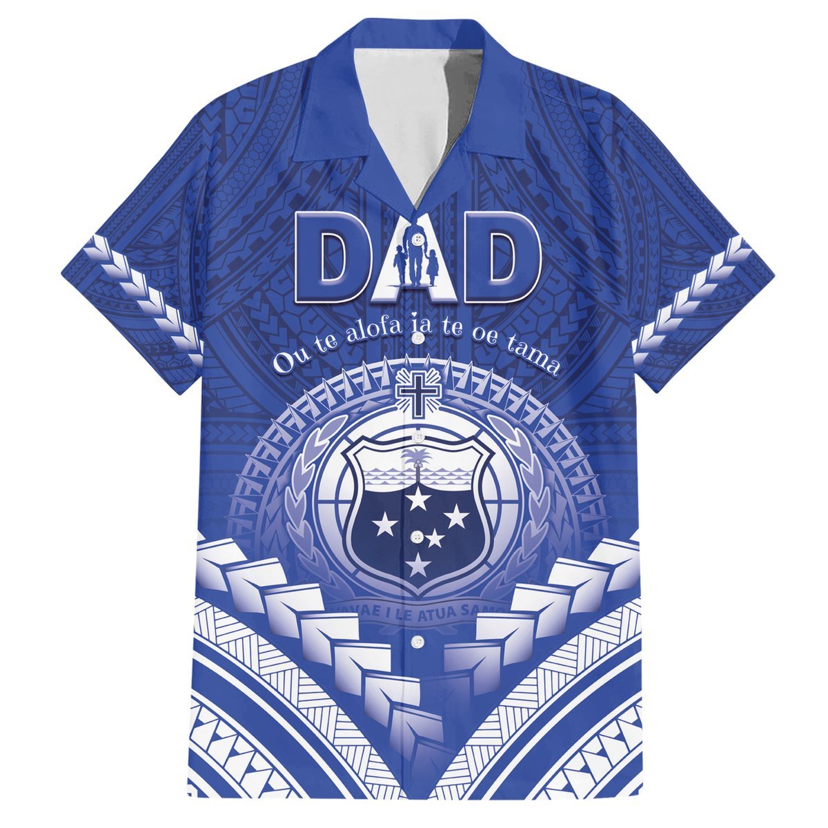 Personalised Samoa Happy Father's Day Hawaiian Shirt Ou Te Alofa Ia Te Oe Tama Dad Polynesian Tribal LT05 Blue - Polynesian Pride