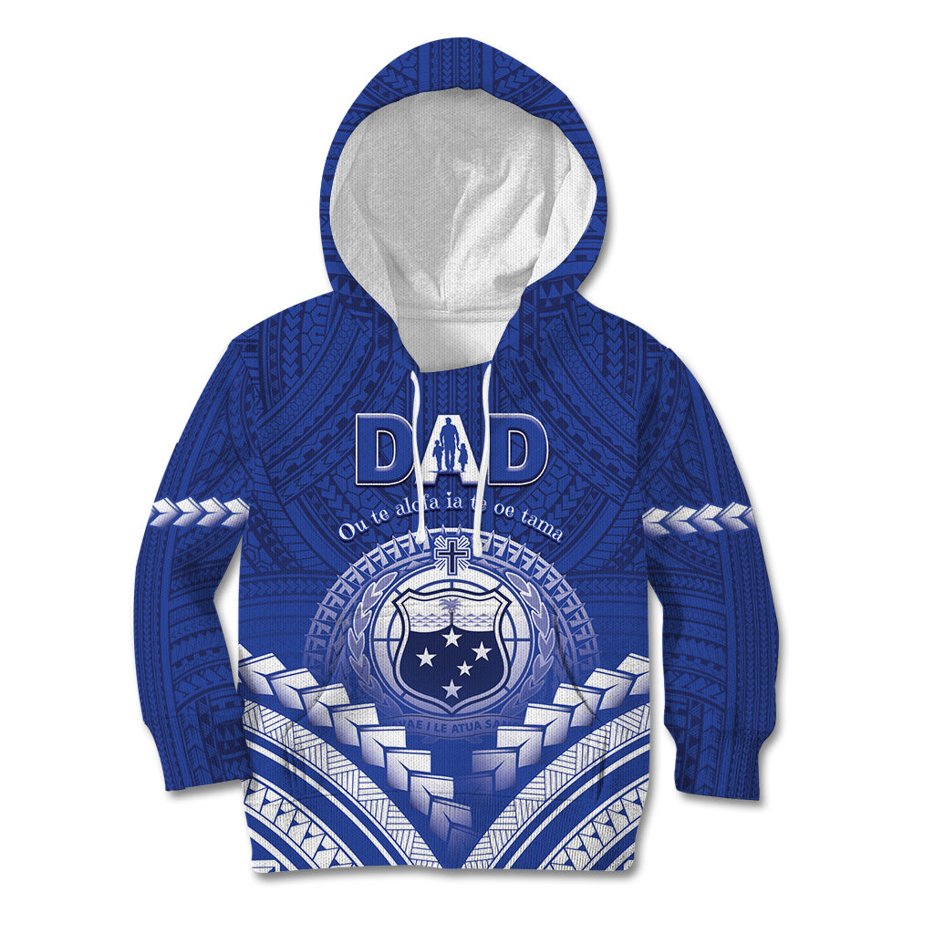 Personalised Samoa Happy Father's Day Kid Hoodie Ou Te Alofa Ia Te Oe Tama Dad Polynesian Tribal LT05 Hoodie Blue - Polynesian Pride