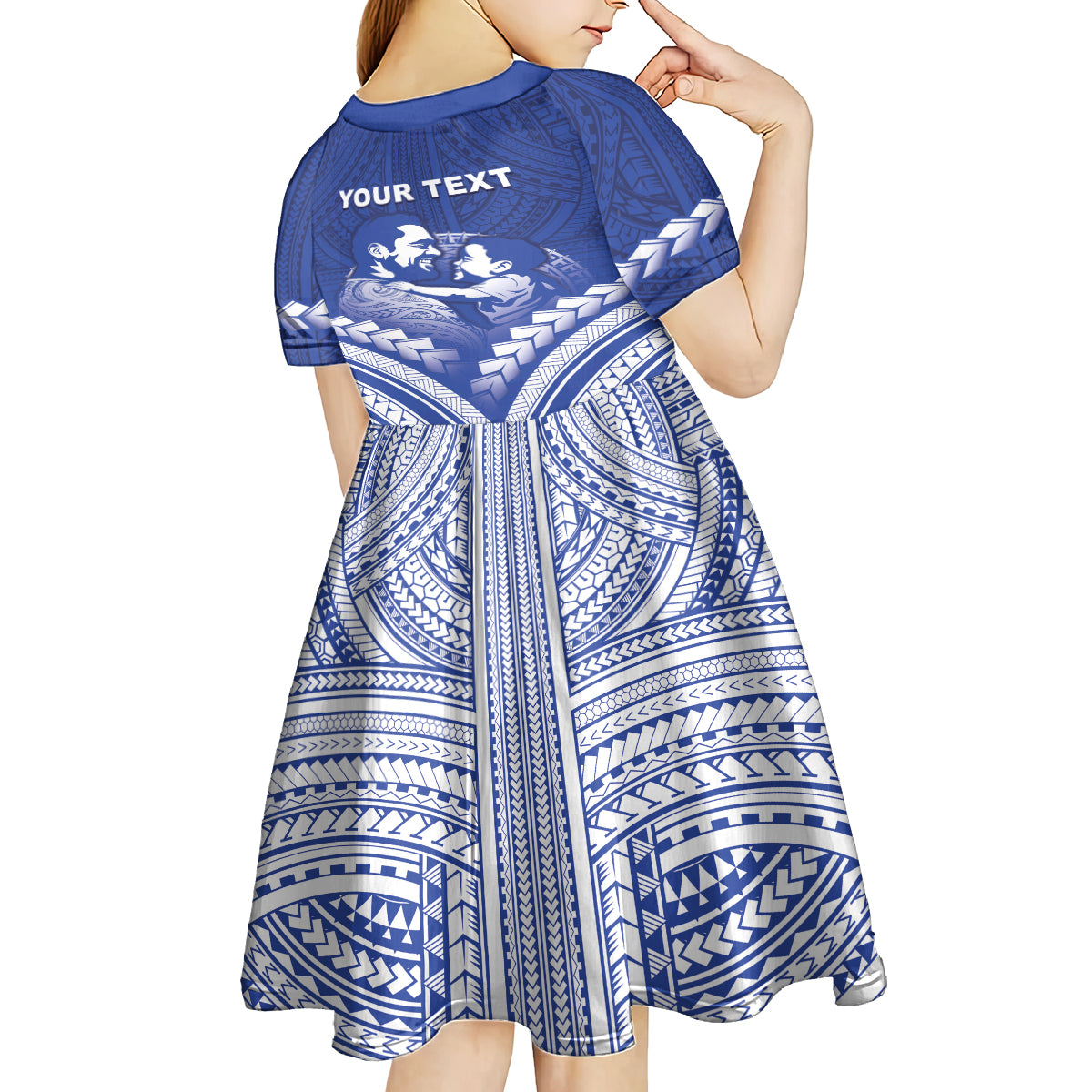 Personalised Samoa Happy Father's Day Kid Short Sleeve Dress Ou Te Alofa Ia Te Oe Tama Dad Polynesian Tribal