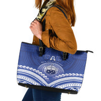Samoa Happy Father's Day Leather Tote Bag Ou Te Alofa Ia Te Oe Tama Dad Polynesian Tribal LT05 Blue - Polynesian Pride