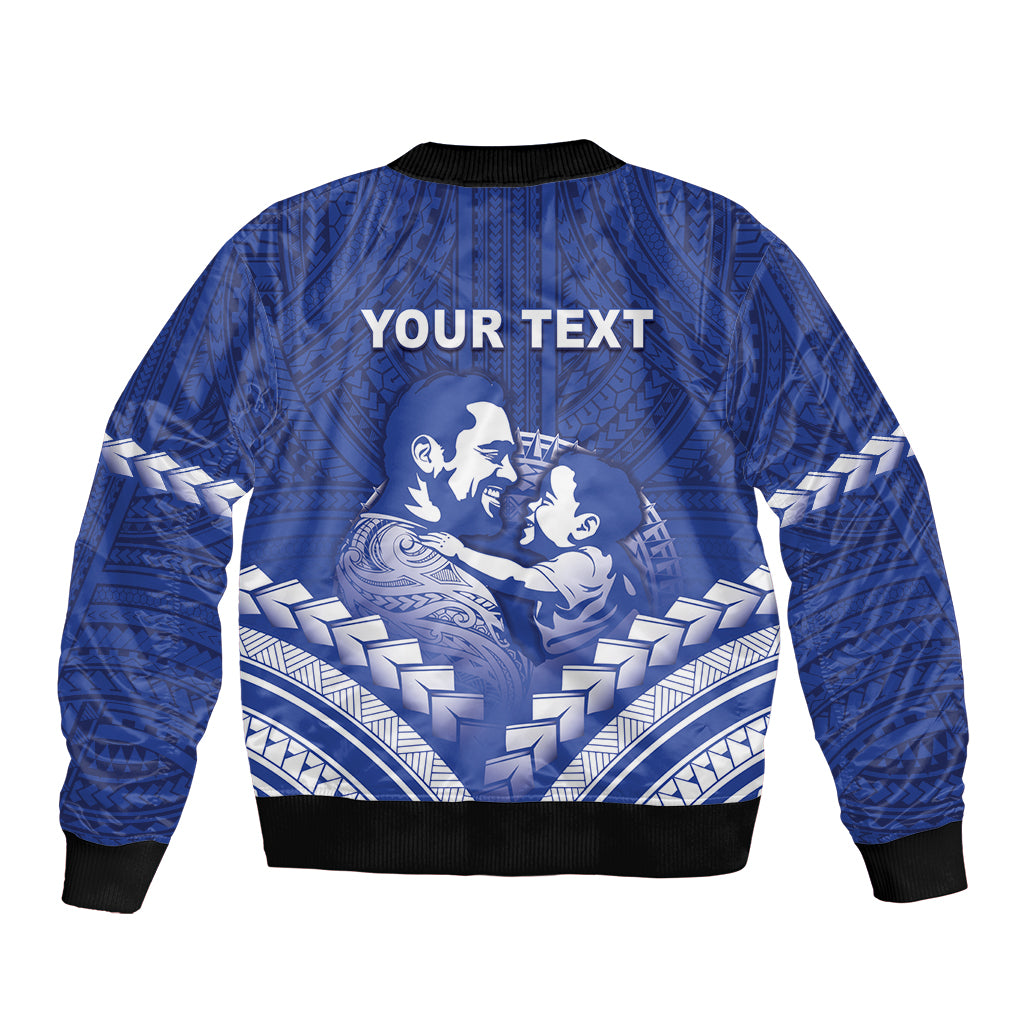 Personalised Samoa Happy Father's Day Sleeve Zip Bomber Jacket Ou Te Alofa Ia Te Oe Tama Dad Polynesian Tribal LT05 - Polynesian Pride
