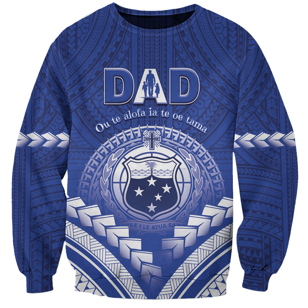 Personalised Samoa Happy Father's Day Sweatshirt Ou Te Alofa Ia Te Oe Tama Dad Polynesian Tribal LT05 Unisex Blue - Polynesian Pride