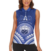 Personalised Samoa Happy Father's Day Women Sleeveless Polo Shirt Ou Te Alofa Ia Te Oe Tama Dad Polynesian Tribal