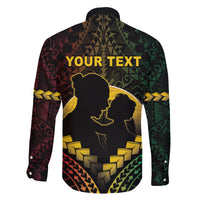 Personalised Vanuatu Happy Father's Day Family Matching Off Shoulder Maxi Dress and Hawaiian Shirt Mi Lavem Yu Papa Polynesian Tribal