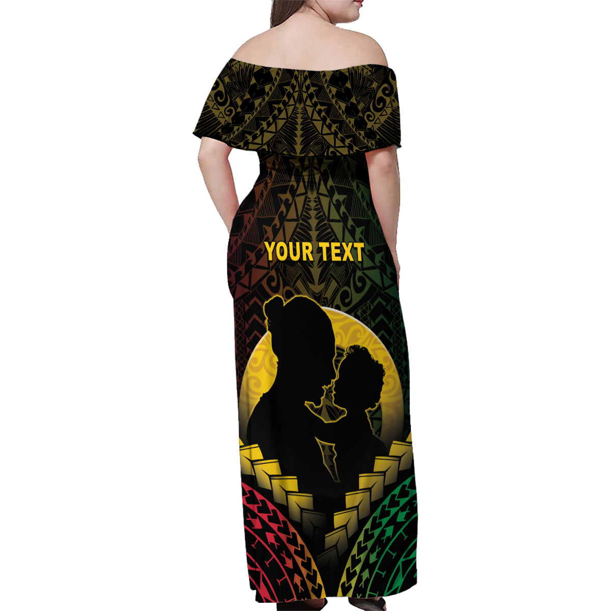 Personalised Vanuatu Happy Father's Day Family Matching Off Shoulder Maxi Dress and Hawaiian Shirt Mi Lavem Yu Papa Polynesian Tribal