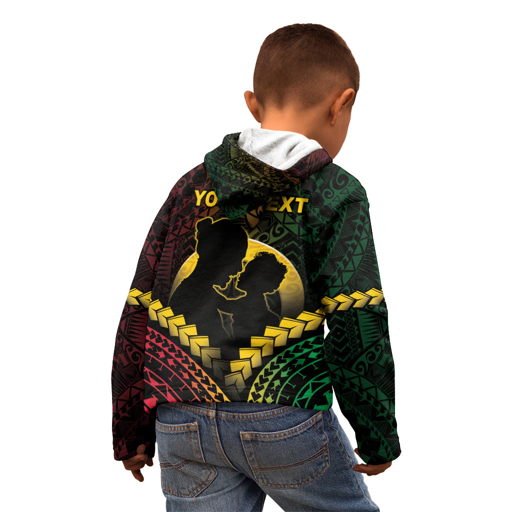 Personalised Vanuatu Happy Father's Day Kid Hoodie Mi Lavem Yu Papa Polynesian Tribal