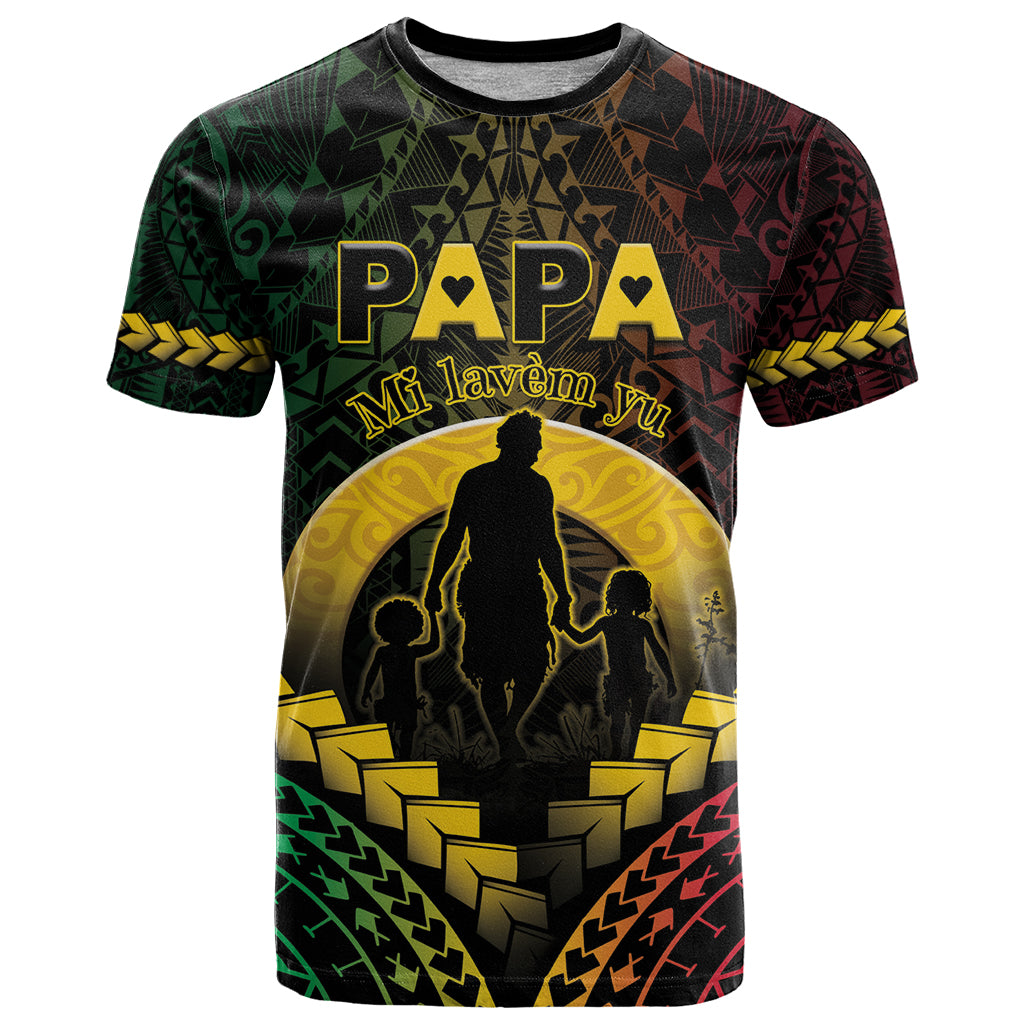 Personalised Vanuatu Happy Father's Day T Shirt Mi Lavem Yu Papa Polynesian Tribal LT05 Reggae - Polynesian Pride
