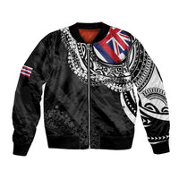Hawaii Flag Day Bomber Jacket Hawaiian Maile Lei LT05 Unisex Black - Polynesian Pride