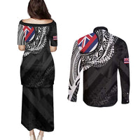 Hawaii Flag Day Couples Matching Puletasi and Long Sleeve Button Shirt Hawaiian Maile Lei LT05 - Polynesian Pride