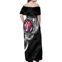 Hawaii Flag Day Family Matching Off Shoulder Maxi Dress and Hawaiian Shirt Hawaiian Maile Lei