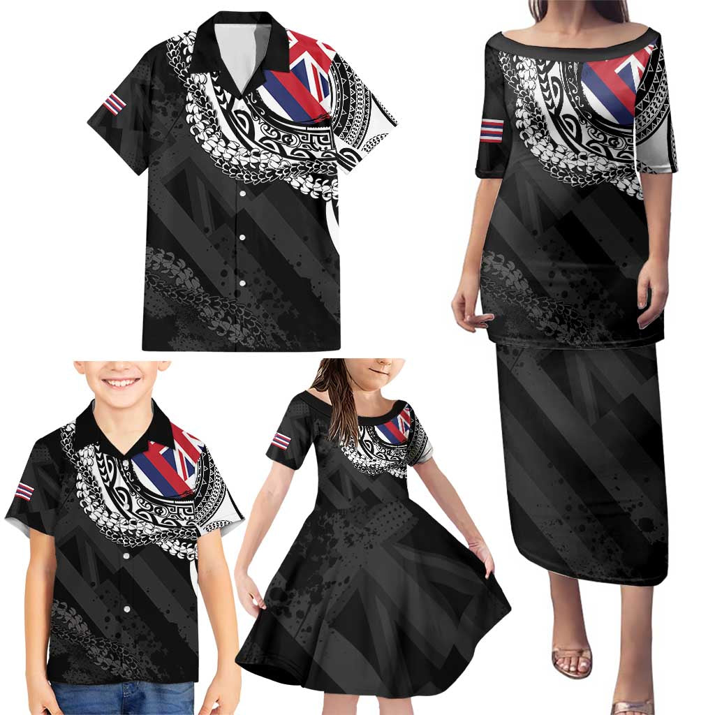 Hawaii Flag Day Family Matching Puletasi and Hawaiian Shirt Hawaiian Maile Lei
