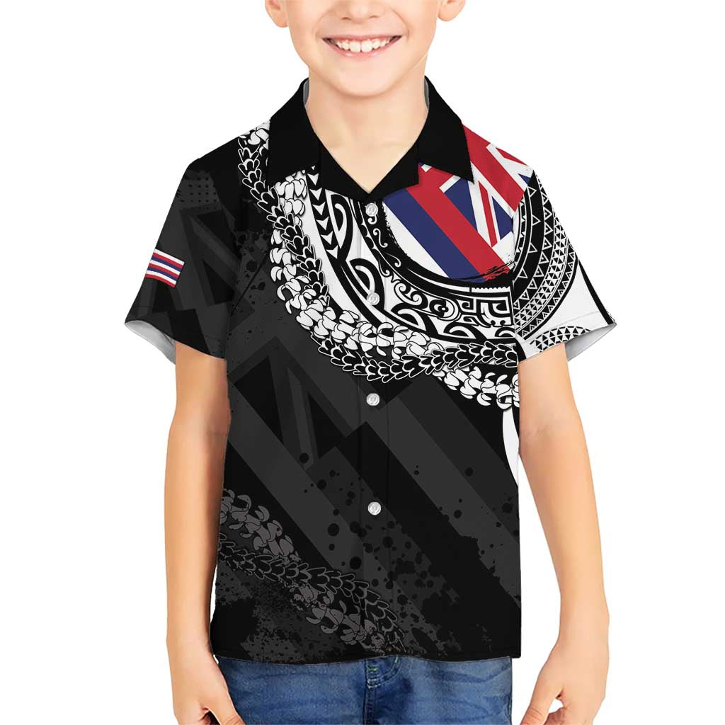 Hawaii Flag Day Family Matching Short Sleeve Bodycon Dress and Hawaiian Shirt Hawaiian Maile Lei LT05 Son's Shirt Black - Polynesian Pride