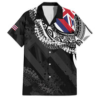 Hawaii Flag Day Family Matching Summer Maxi Dress and Hawaiian Shirt Hawaiian Maile Lei LT05 Dad's Shirt - Short Sleeve Black - Polynesian Pride
