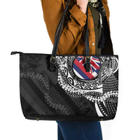 Hawaii Flag Day Leather Tote Bag Hawaiian Maile Lei