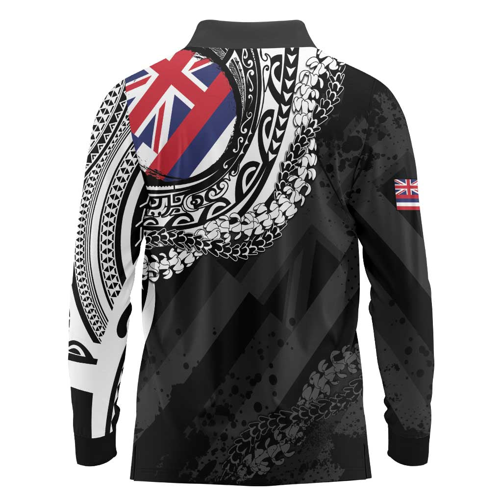 Hawaii Flag Day Long Sleeve Polo Shirt Hawaiian Maile Lei LT05 - Polynesian Pride