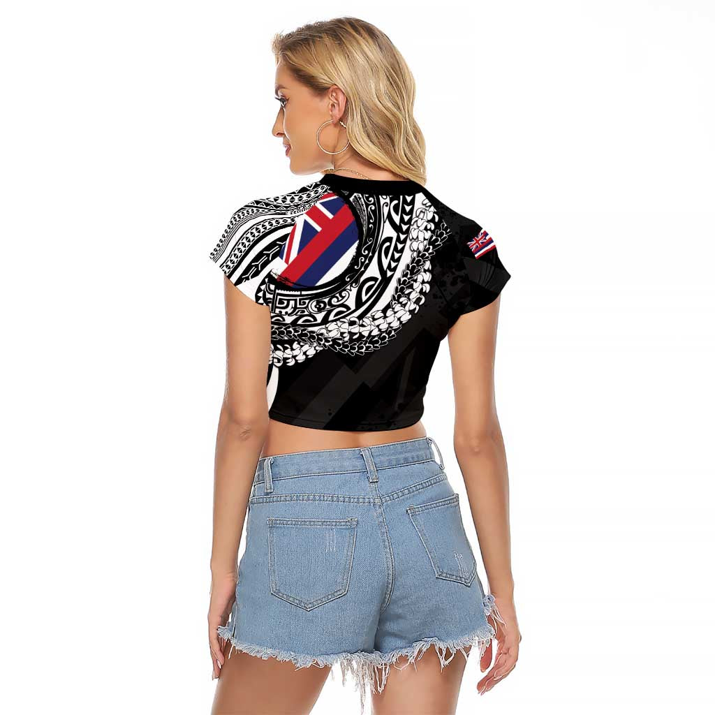 Hawaii Flag Day Raglan Cropped T Shirt Hawaiian Maile Lei LT05 - Polynesian Pride