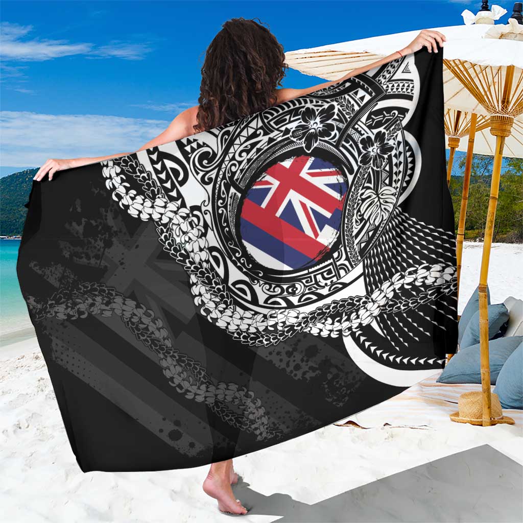 Hawaii Flag Day Sarong Hawaiian Maile Lei LT05 One Size 44 x 66 inches Black - Polynesian Pride