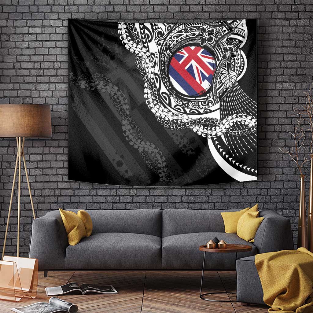 Hawaii Flag Day Tapestry Hawaiian Maile Lei LT05 Black - Polynesian Pride