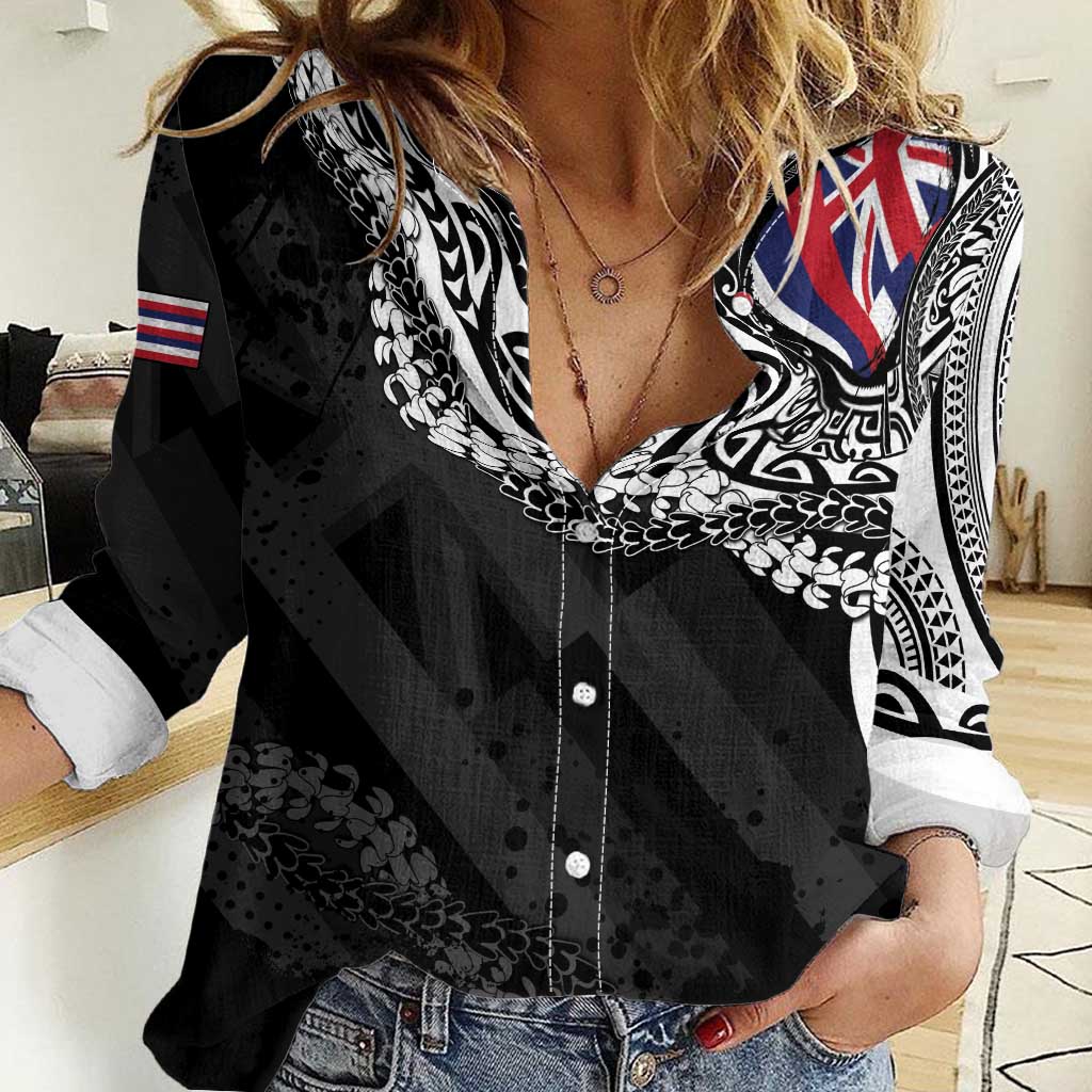 Hawaii Flag Day Women Casual Shirt Hawaiian Maile Lei
