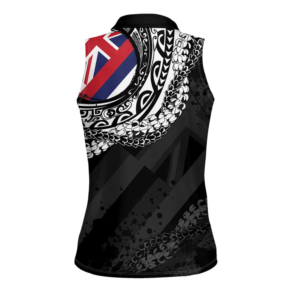 Hawaii Flag Day Women Sleeveless Polo Shirt Hawaiian Maile Lei LT05 - Polynesian Pride