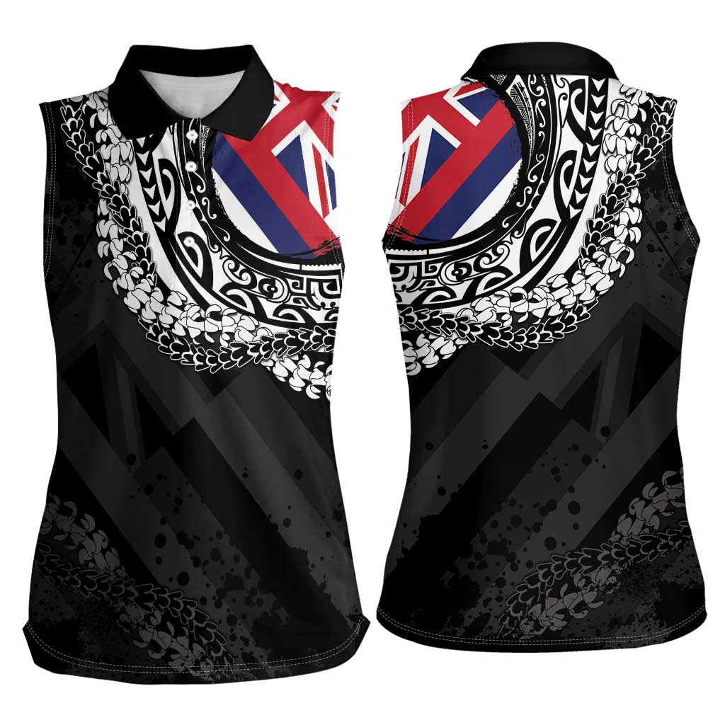 Hawaii Flag Day Women Sleeveless Polo Shirt Hawaiian Maile Lei LT05 - Polynesian Pride
