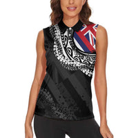 Hawaii Flag Day Women Sleeveless Polo Shirt Hawaiian Maile Lei LT05 - Polynesian Pride