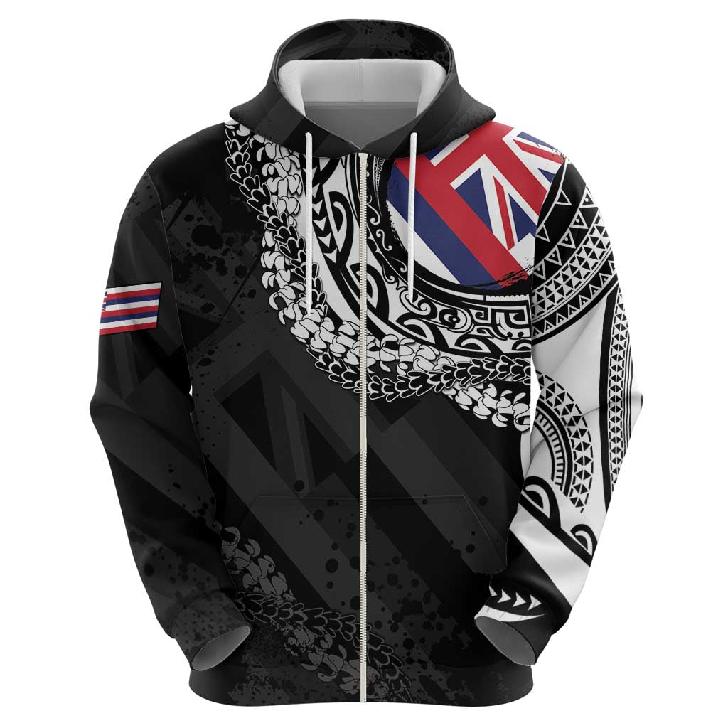 Hawaii Flag Day Zip Hoodie Hawaiian Maile Lei