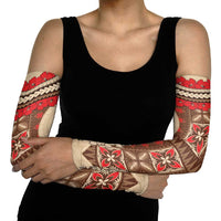 Samoa Language Week Arm Sleeves Samoan Motif With Red Hibiscus LT05 - Polynesian Pride