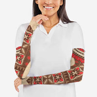 Samoa Language Week Arm Sleeves Samoan Motif With Red Hibiscus LT05 - Polynesian Pride
