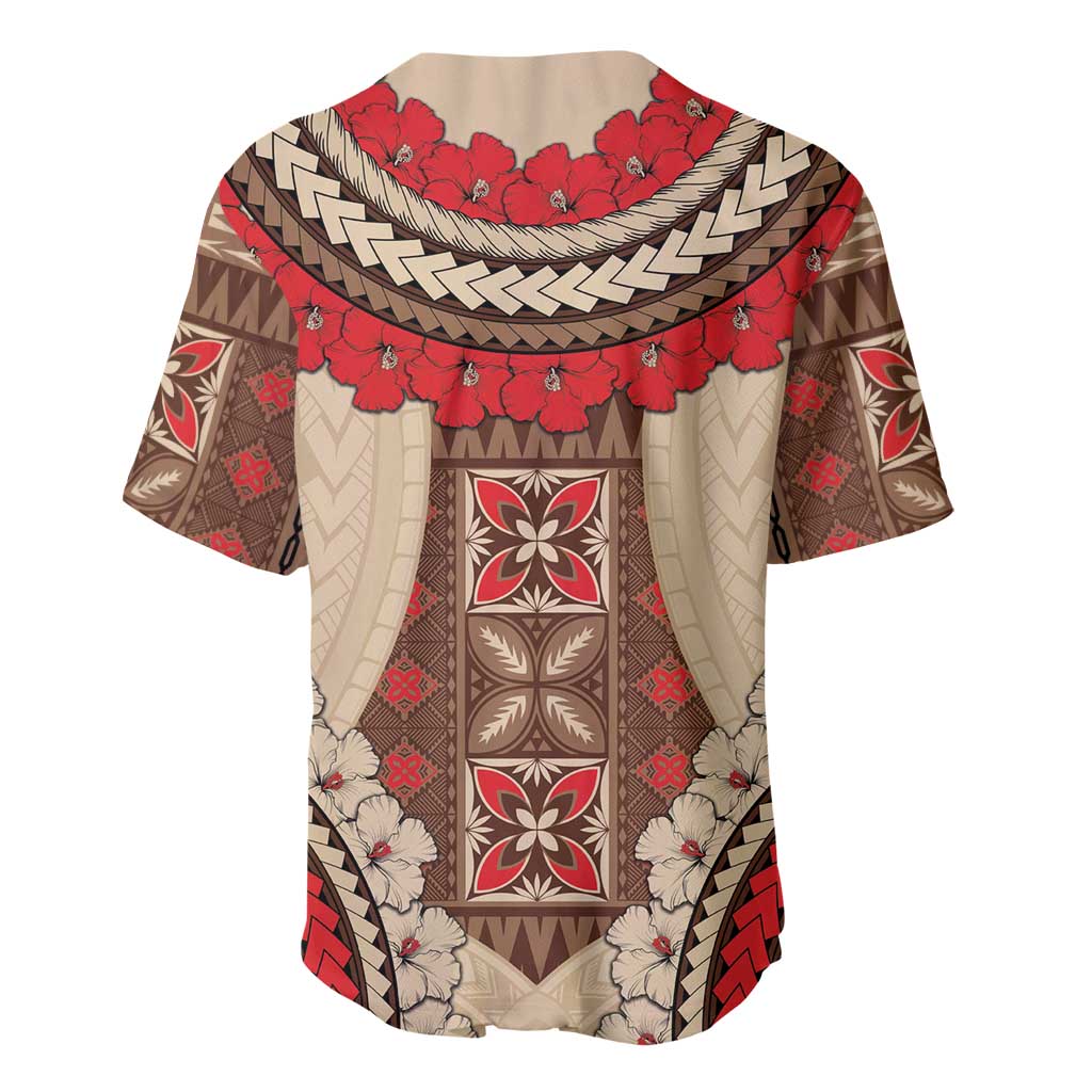 Samoa Language Week Baseball Jersey Samoan Motif With Red Hibiscus LT05 - Polynesian Pride
