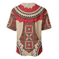 Samoa Language Week Baseball Jersey Samoan Motif With Red Hibiscus LT05 - Polynesian Pride
