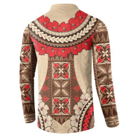 Samoa Language Week Button Sweatshirt Samoan Motif With Red Hibiscus LT05 - Polynesian Pride