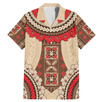 Samoa Language Week Family Matching Mermaid Dress and Hawaiian Shirt Samoan Motif With Red Hibiscus