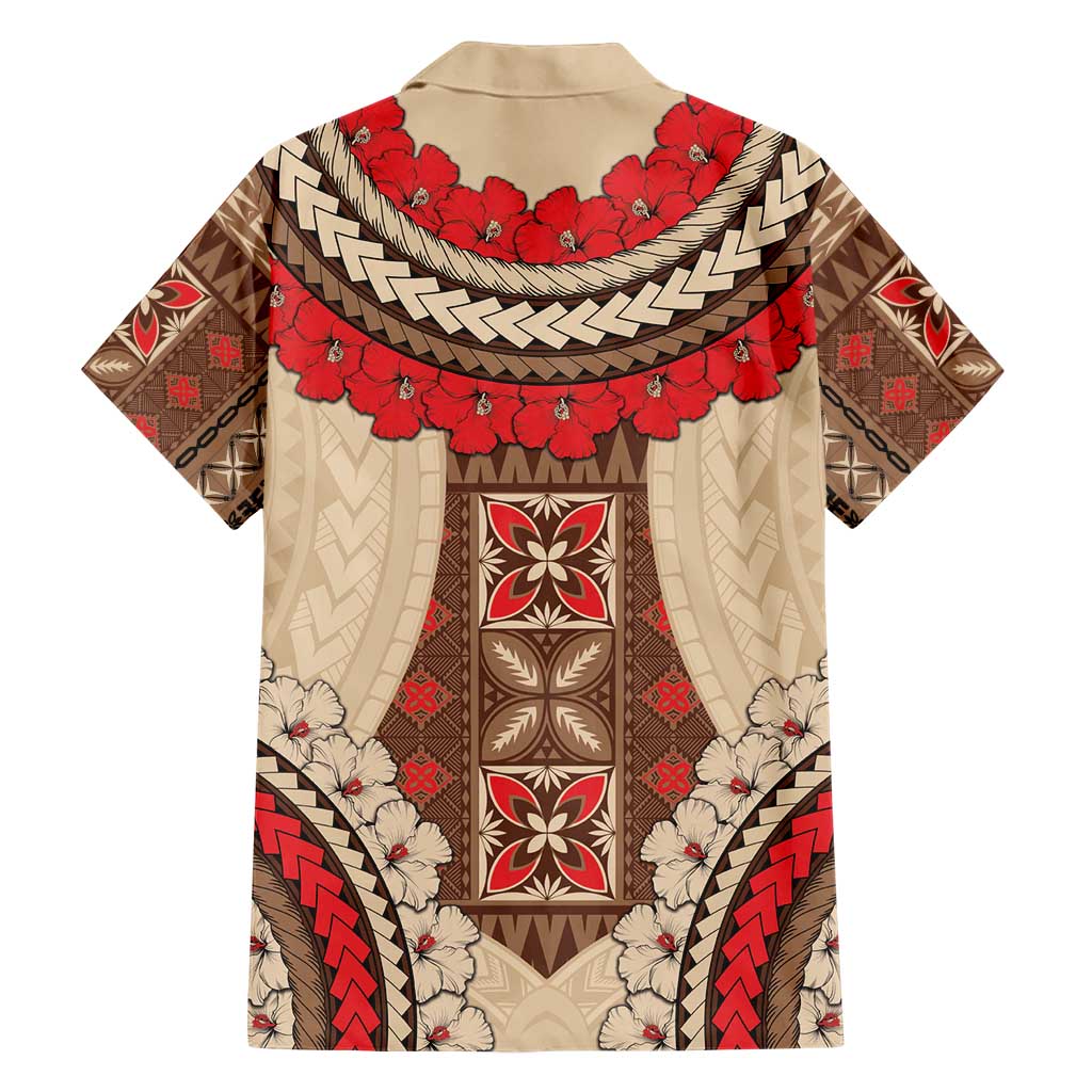 Samoa Language Week Family Matching Short Sleeve Bodycon Dress and Hawaiian Shirt Samoan Motif With Red Hibiscus
