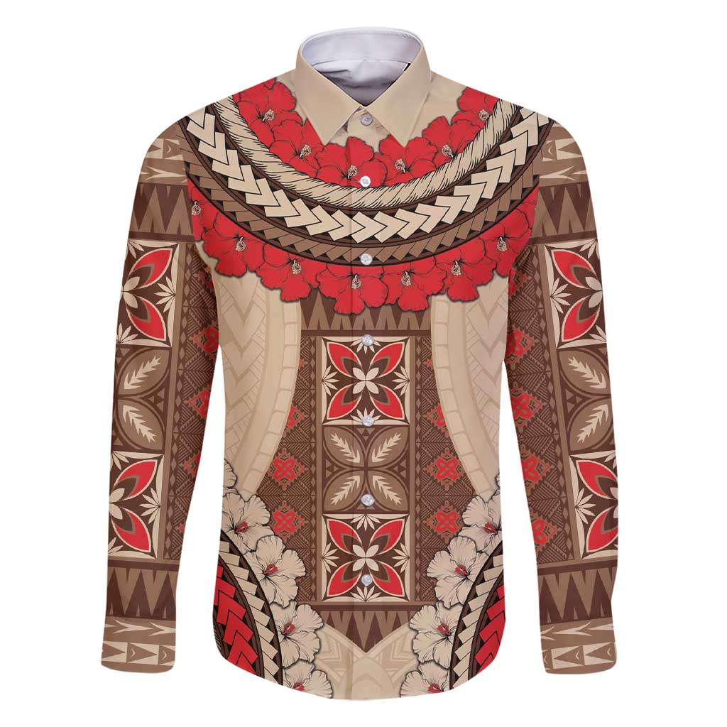 Samoa Language Week Family Matching Short Sleeve Bodycon Dress and Hawaiian Shirt Samoan Motif With Red Hibiscus