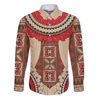 Samoa Language Week Family Matching Summer Maxi Dress and Hawaiian Shirt Samoan Motif With Red Hibiscus