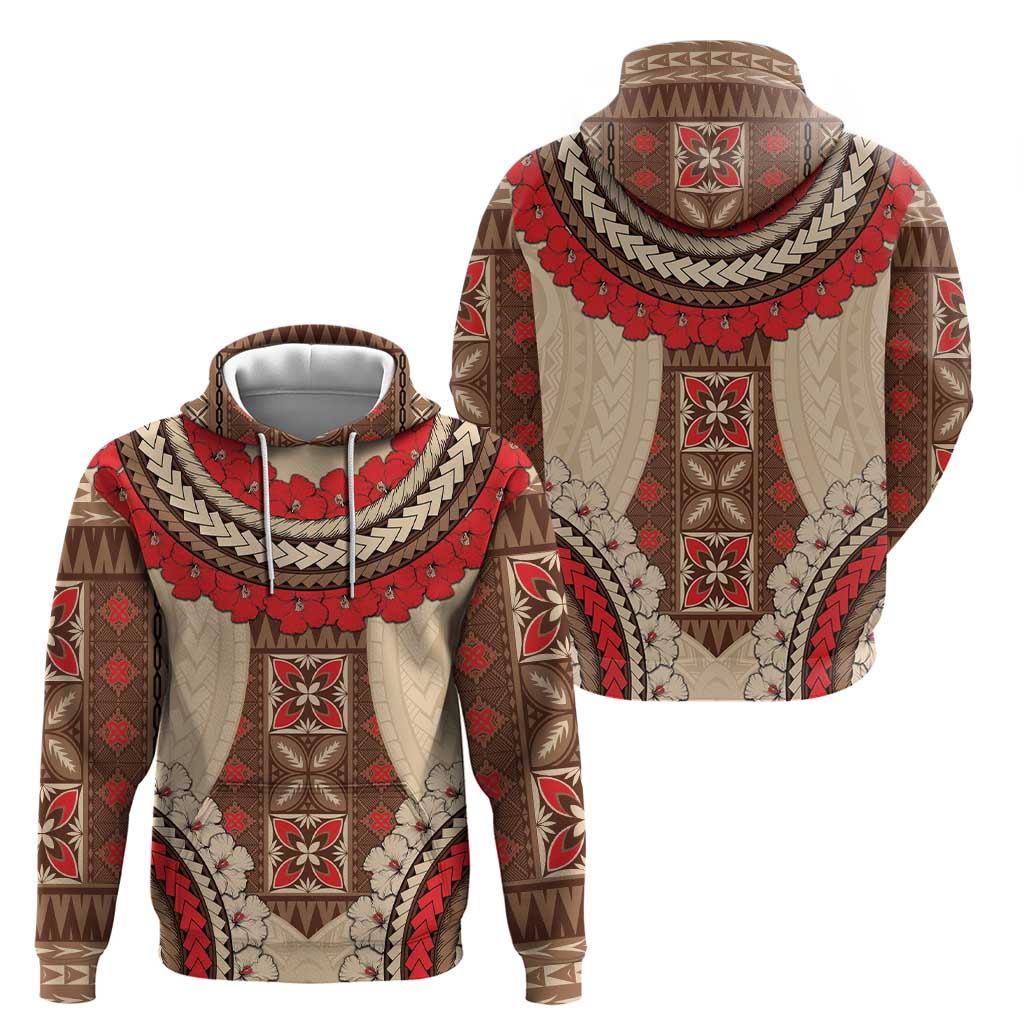 Samoa Language Week Hoodie Samoan Motif With Red Hibiscus LT05 - Polynesian Pride