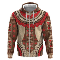 Samoa Language Week Hoodie Samoan Motif With Red Hibiscus LT05 Zip Hoodie Beige - Polynesian Pride