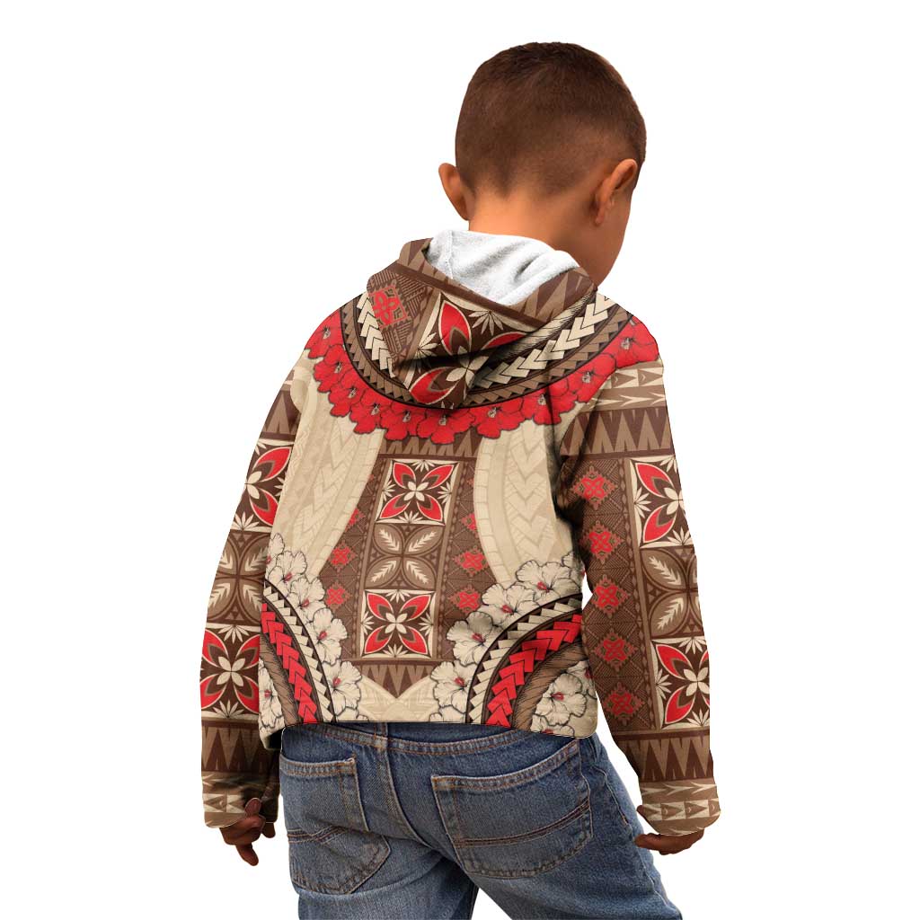 Samoa Language Week Kid Hoodie Samoan Motif With Red Hibiscus