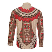 Samoa Language Week Long Sleeve Button Shirt Samoan Motif With Red Hibiscus LT05 - Polynesian Pride
